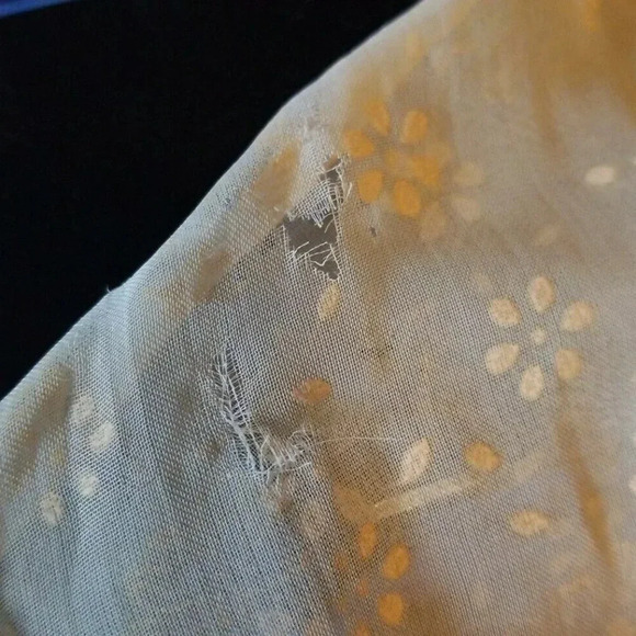 50s Pale Yellow Chiffon Floral Dress Sweatheart - Picture 5 of 8